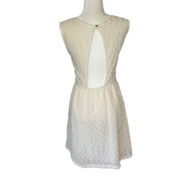 Impeccable Pig Sleeveless Cream and Gold Dress w/Back Cut Out. Sz L. Great Cond - Picture 5 of 13